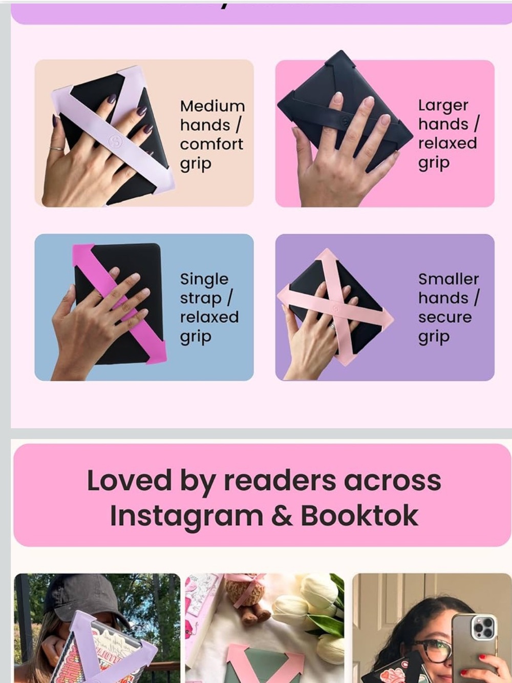 Hand Strap Grip Band for Kindle 6.8”- 7”  Blush Pink